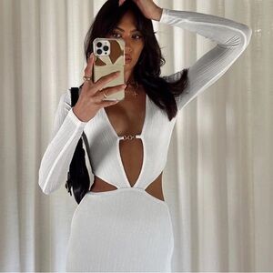 Princess Polly White Long Sleeve Cutout Dress